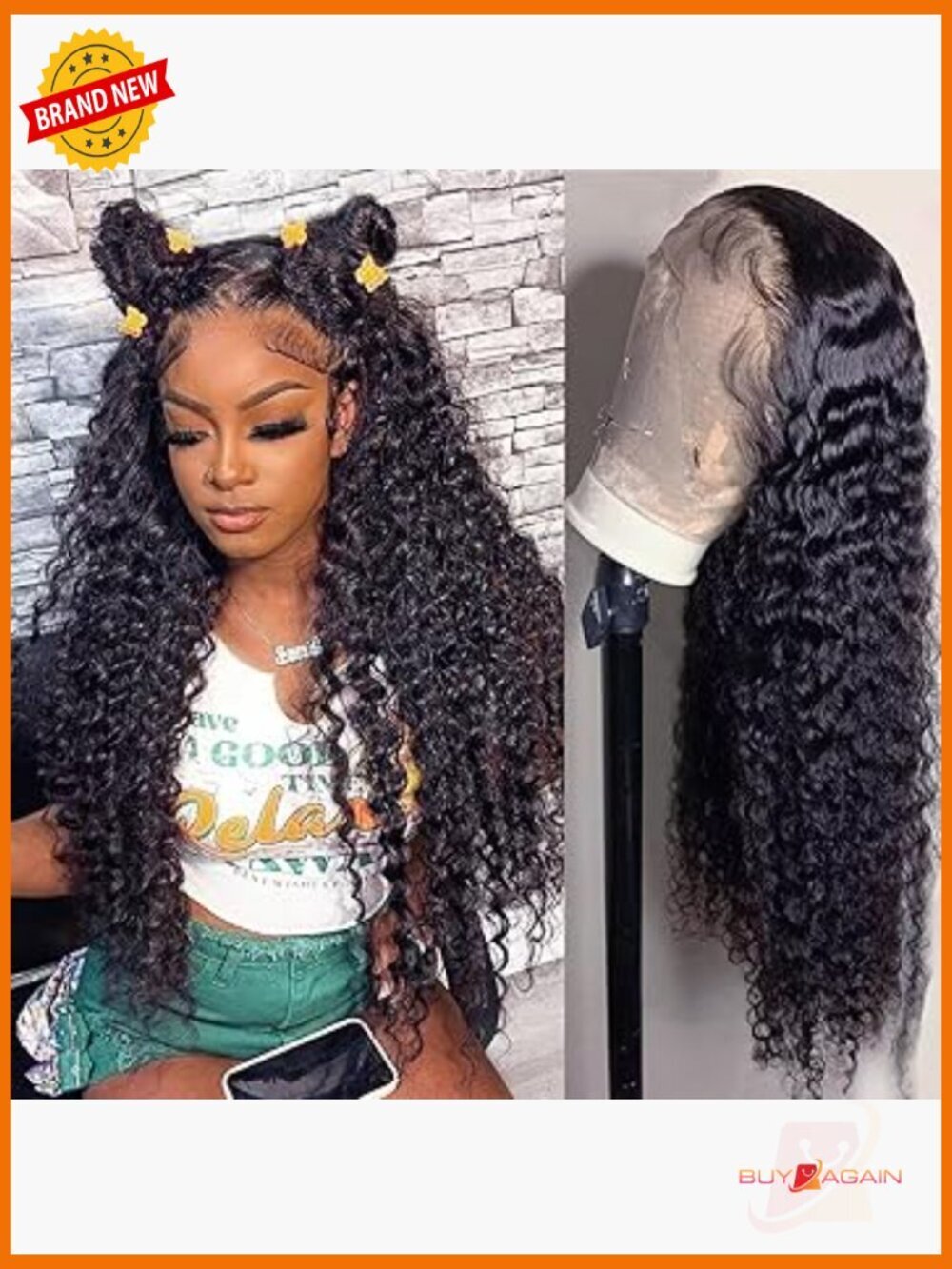 13x6 HD Lace Front Wig Human Hair Deep Curly 200 Density Glueless Wig for Women